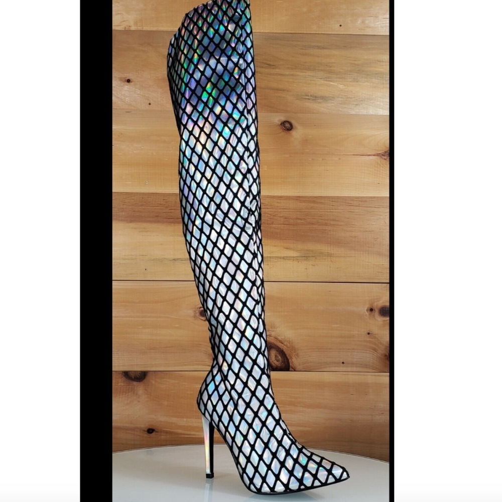 🐠Fishnet Hologram Boots🐠